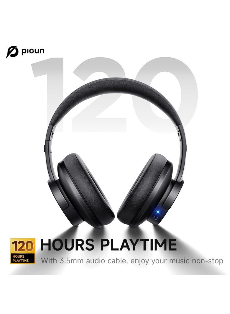 Picun B8 Wireless On-Ear Headphones Pure Bass 46H Battery Speed Charge Fast Usb Type-C Foldable Black - Image 5