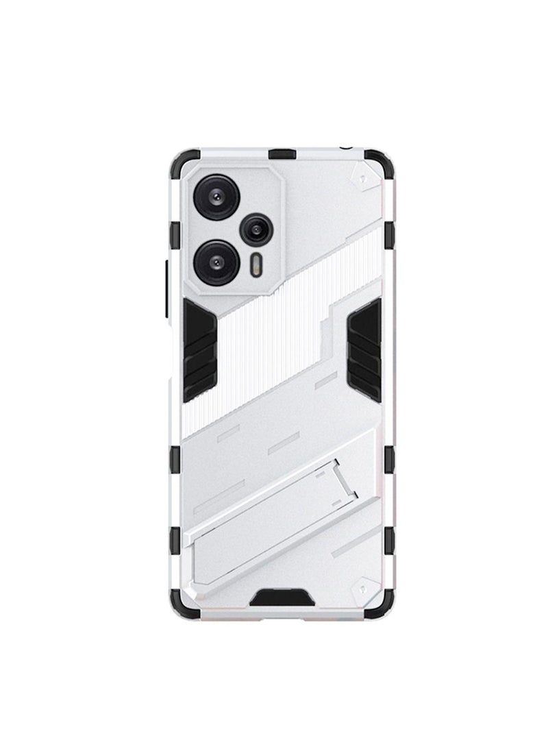 Generic - Redmi Note 12 Turbo / Xiaomi Poco F5 Case Cover with Duty Protection Shockproof Defender Kickstand Armor Back Cover with Anti-Fingerprint Anti-Scratch Mobile Cell Phone Protection Protector White - Image 1