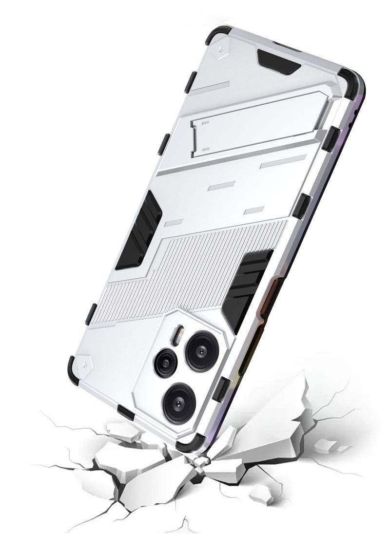 Generic - Redmi Note 12 Turbo / Xiaomi Poco F5 Case Cover with Duty Protection Shockproof Defender Kickstand Armor Back Cover with Anti-Fingerprint Anti-Scratch Mobile Cell Phone Protection Protector White - Image 1