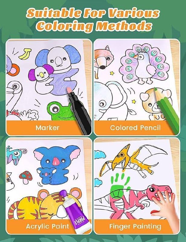 Drawing Paper Roll for Kids 30x300 CM Large Poster Colouring for Markers Pencils Paints Art Paper Crafts Sheet Wall Floor Table Painting Colour Filling Paper Design Animal World Educational 104 - Image 5
