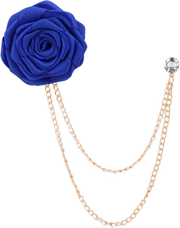 MXUHUI Fashion Bridegroom Wedding Brooches Cloth Art Hand-Made Rose Flower Brooch Lapel Pin Badge Tassel Chain Men's Suit Accessories - Image 1