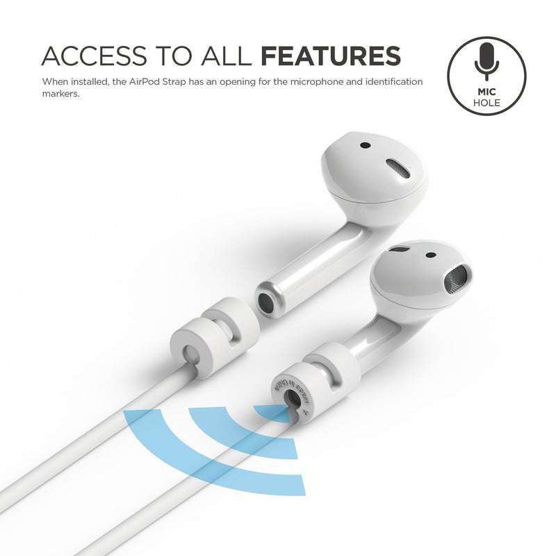 elago AirPods Strap [White] - [Compatible with Apple AirPods 1 & 2][Compact][Lightweight][Ideal Length] â€“ for Apple AirPods 1 & 2 - Image 4