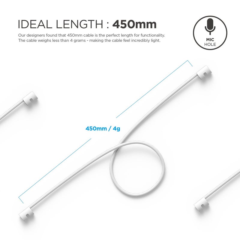 elago AirPods Strap [White] - [Compatible with Apple AirPods 1 & 2][Compact][Lightweight][Ideal Length] â€“ for Apple AirPods 1 & 2 - Image 5