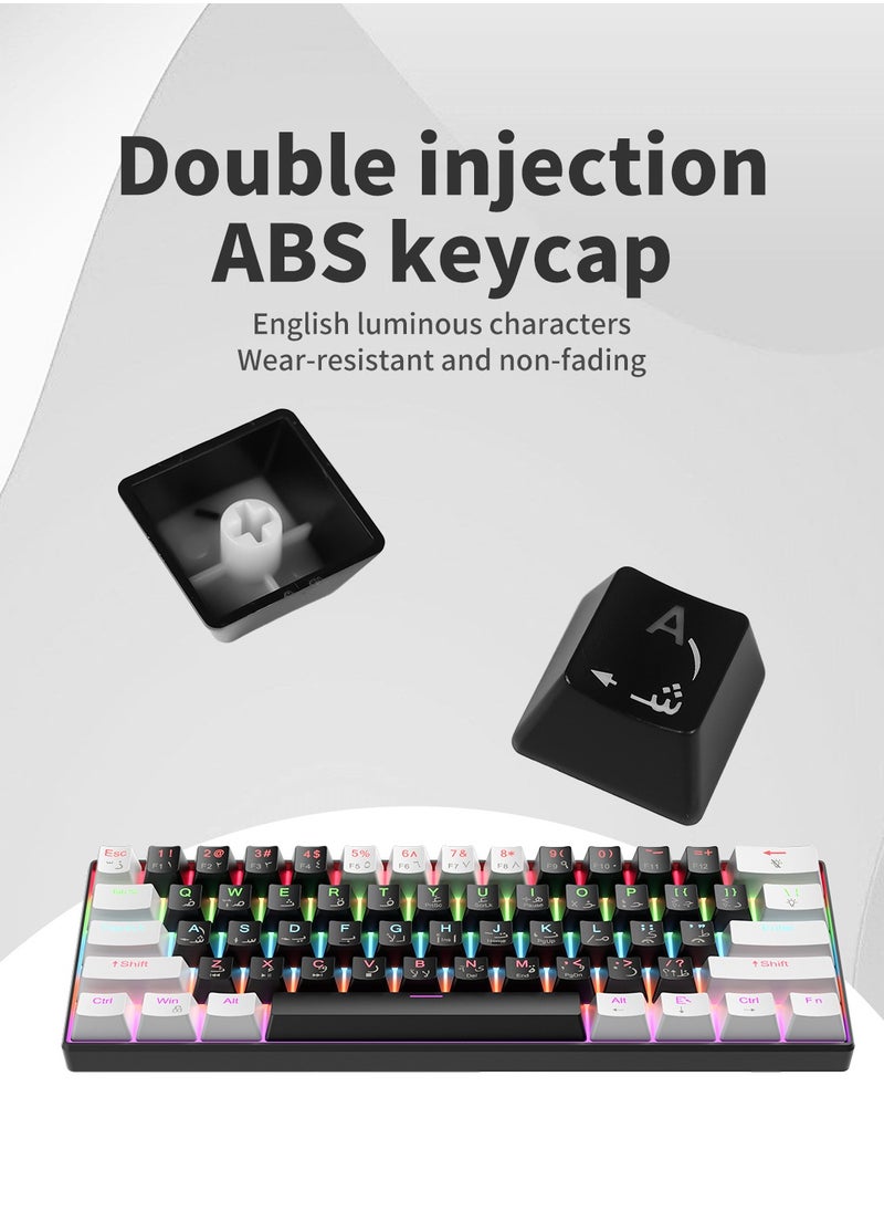 El-csele Arabic-English 61-Key Mechanical Gaming Keyboard, Red Switch, Type-C Wired, Anti-Ghosting, Dual Mode for Office & Gaming – Middle East Edition  - Image 4