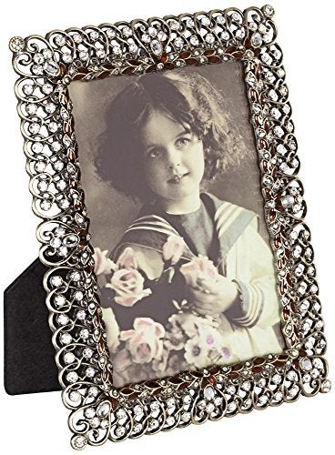 SARO LIFESTYLE Bejeweled Decorative Photo Frame – Antique Bronze Filigree Crystal Picture Frame – Fits 3"x5.5" Photo - Image 5