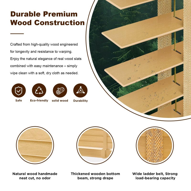 BAYUE 2" Cordless Wood Blinds for Indoor Windows Custom Blackout Blinds Room with Privacy Protection, Cordless Wooden Horizontal Window Shades for Bedroom, Living Room, Office, Kitchen, 23" W x 48" H - Image 5