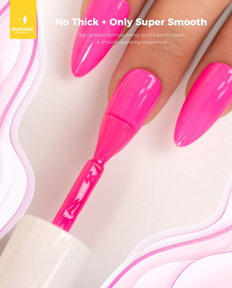 BURANO Gel Nail Polish, Gel Gel Polish 15ml Gel Colors Gel Neon Gel Soak Off UV Led Nail Lamp Gel Polish 1 Bottle 0.5 Oz Nail Art DIY Home Hot Color Nails (Hot Pink 692) - Image 4