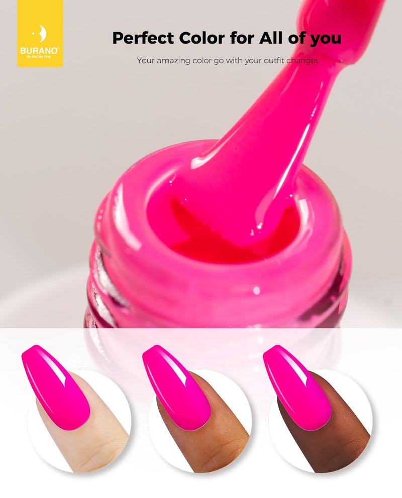 BURANO Gel Nail Polish, Gel Gel Polish 15ml Gel Colors Gel Neon Gel Soak Off UV Led Nail Lamp Gel Polish 1 Bottle 0.5 Oz Nail Art DIY Home Hot Color Nails (Hot Pink 692) - Image 3