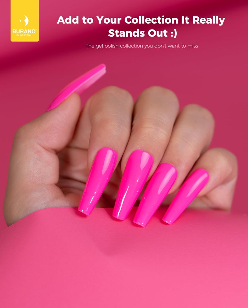 BURANO Gel Nail Polish, Gel Gel Polish 15ml Gel Colors Gel Neon Gel Soak Off UV Led Nail Lamp Gel Polish 1 Bottle 0.5 Oz Nail Art DIY Home Hot Color Nails (Hot Pink 692) - Image 2
