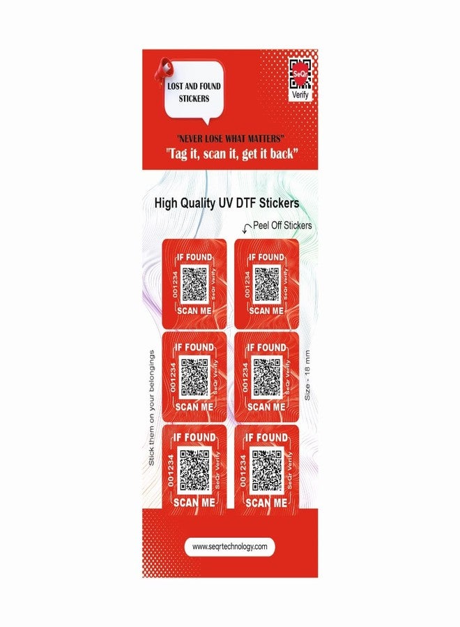 SeQr Smart Lost and Found Stickers Multipurpose Waterproof QR Code Labels for Luggage,Travel Bags,School Bags,Bottles,Electronics,Bikes,Helmets,Laptops,& More/Easy Peel & Stick Contactless Return - Image 1