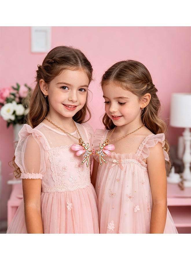 GD 2 Pcs BFF Pendant Sparkling Butterfly Fairy Necklaces - Magnetic Best Friend Forever Golden-Tone Chain Matching Necklaces for Friendship Gifts Birthday and Everyday Wear - Image 5