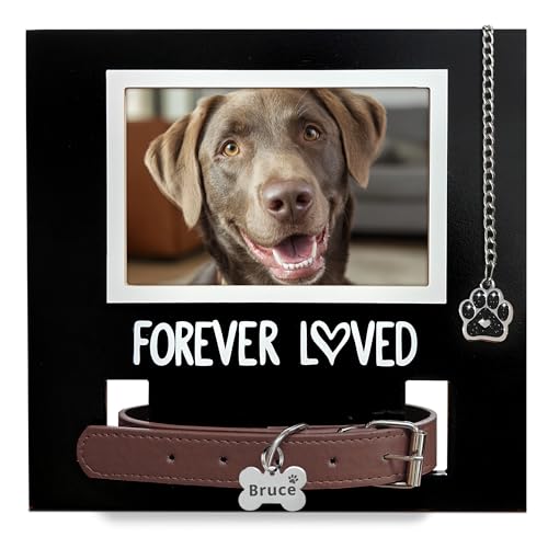 MYPAWLETS Dog/Cat Collar Memorial Frame with Paw Print Charm,Pet Loss Sympathy Gift,Pets Memorial Gift for Loss of Dog,Forever Loved Pet Keepsake Frame,Dogs Passing Away Gifts - Image 1