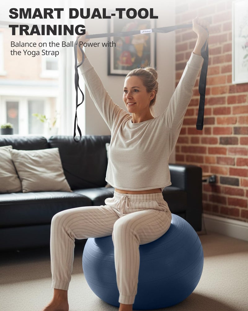 Trideer Exercise Ball for Yoga, Pilates & Fitness â€“ Stability Ball Equipment for Home Gym & Office Chair, Core & Balance Training Accessories, Physical Therapy Equipment, Quick Pump Included, 5 Sizes - Image 5