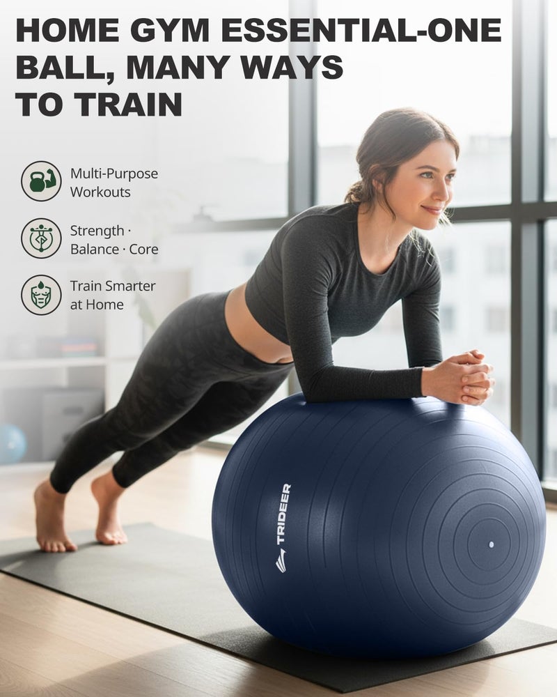 Trideer Exercise Ball for Yoga, Pilates & Fitness â€“ Stability Ball Equipment for Home Gym & Office Chair, Core & Balance Training Accessories, Physical Therapy Equipment, Quick Pump Included, 5 Sizes - Image 3