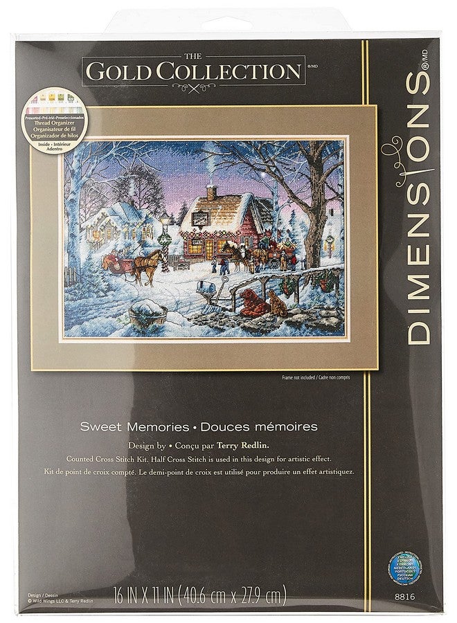 Dimensions Gold Collection Counted Cross Stitch Kit Sweet Memories Christmas Cross Stitch Dove Grey Aida 16'' X 11'' Multi Colored 16 Count - Image 1