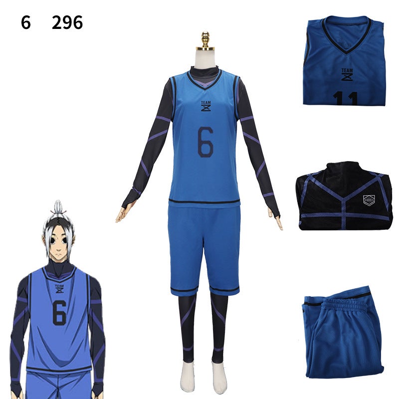 BLUELOCK blue prison cos clothing Jersey Jie Shiyi Bee Music Back thousand cut leopard Ma Guoguo God Lian Jie uniform Blue no. 6 [jumpsuit]