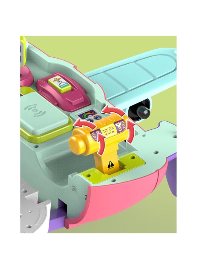 حديقة الألعاب لعبة طائرة سيارة مع عجلة قيادة وأضواء وأصوات – لعبة تعليمية للقيادة للأطفال من عمر 3 إلى 6 سنوات - Image 2