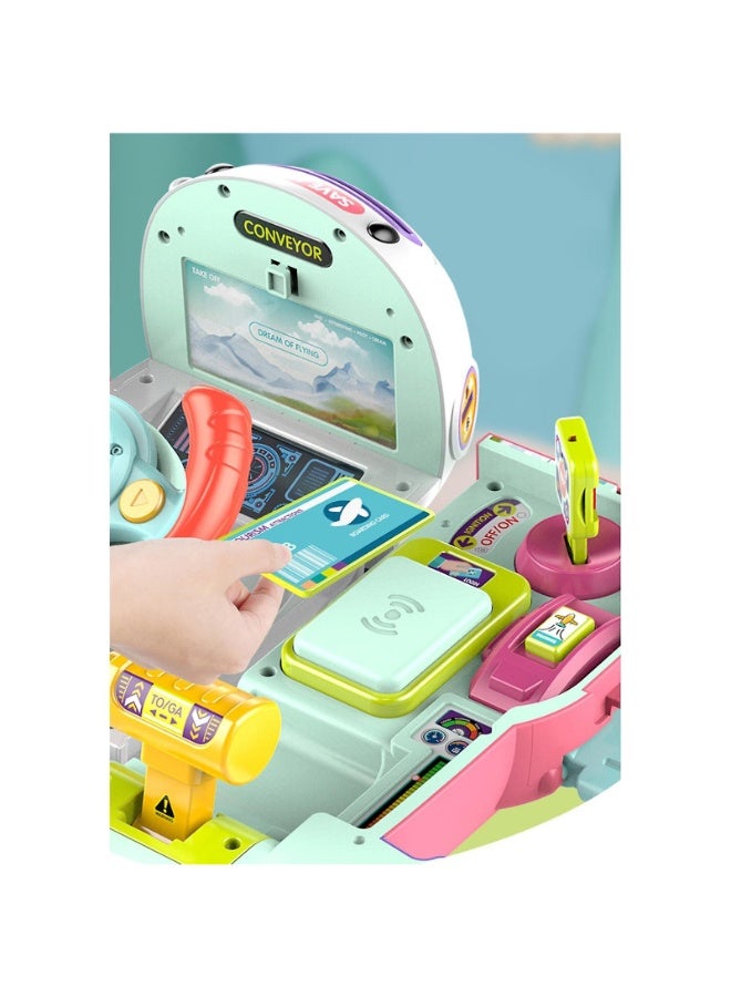 حديقة الألعاب لعبة طائرة سيارة مع عجلة قيادة وأضواء وأصوات – لعبة تعليمية للقيادة للأطفال من عمر 3 إلى 6 سنوات - Image 5