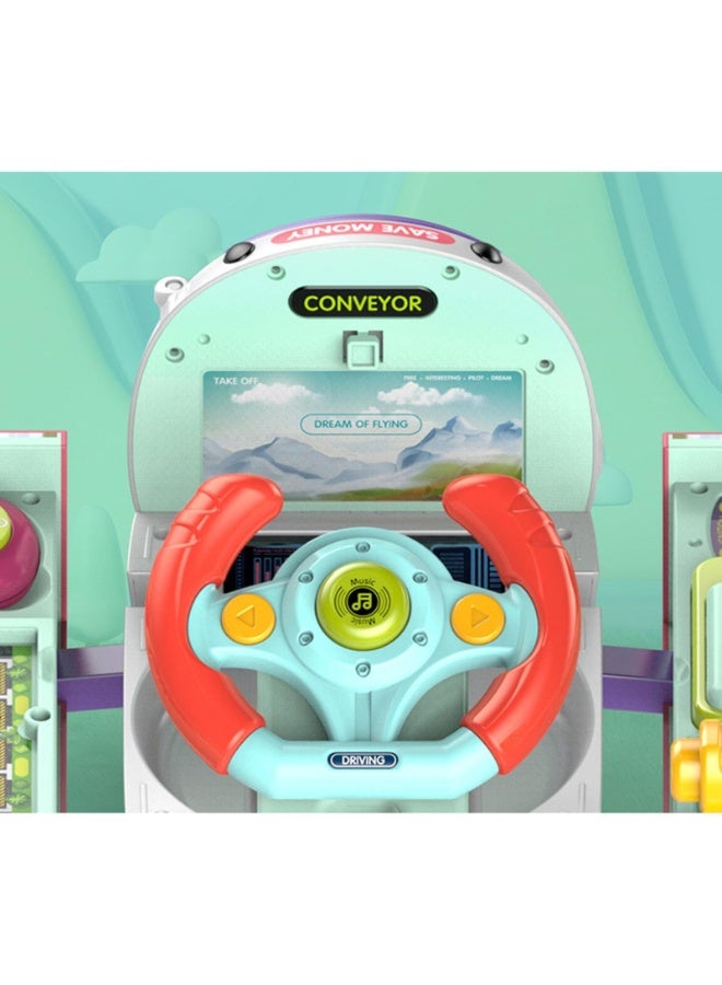 حديقة الألعاب لعبة طائرة سيارة مع عجلة قيادة وأضواء وأصوات – لعبة تعليمية للقيادة للأطفال من عمر 3 إلى 6 سنوات - Image 3