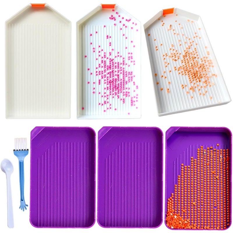Suwand 6 Pcs Large Diamond Painting Tool Plastic Bead Sorting Tray Big Size Rhinestone Plate Trays Art Kit Tools Storage Containers for Accessories