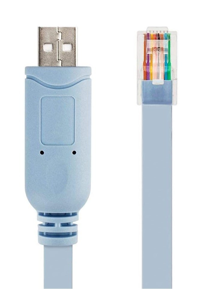 دوسالا كابل وحدة تحكم USB كابل USB إلى RJ45 لوحدات تحكم Cisco الموجهات ومبدلات الشبكة ويندوز 7، 8 (1.8 متر، أزرق) - Image 2