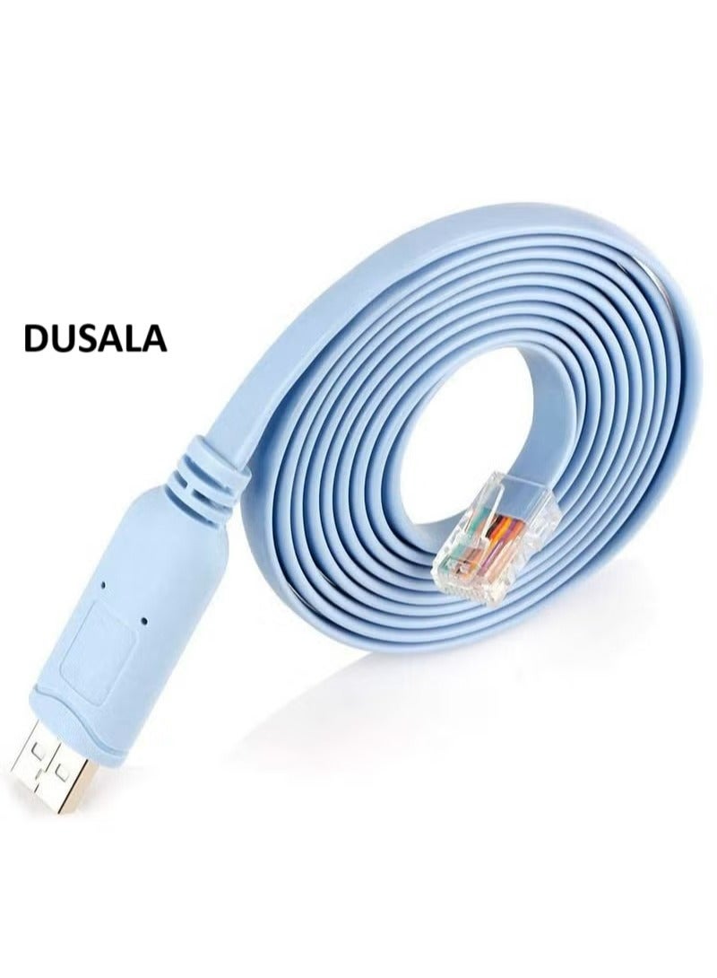 دوسالا كابل وحدة تحكم USB كابل USB إلى RJ45 لوحدات تحكم Cisco الموجهات ومبدلات الشبكة ويندوز 7، 8 (1.8 متر، أزرق) - Image 1