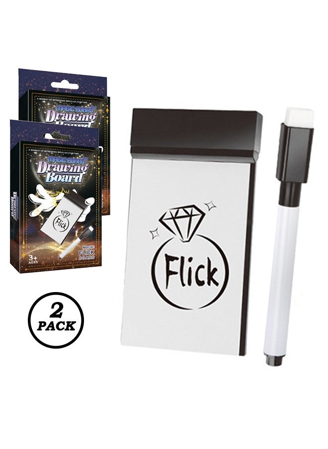 2 Pack Magic Flick Pads, Drawing Board Magic Props, Flick Pad Instantly Change The Picture on Notepad, Magic Tricks Props Drawing Board, Interactive Fun Expressing Flick Pad