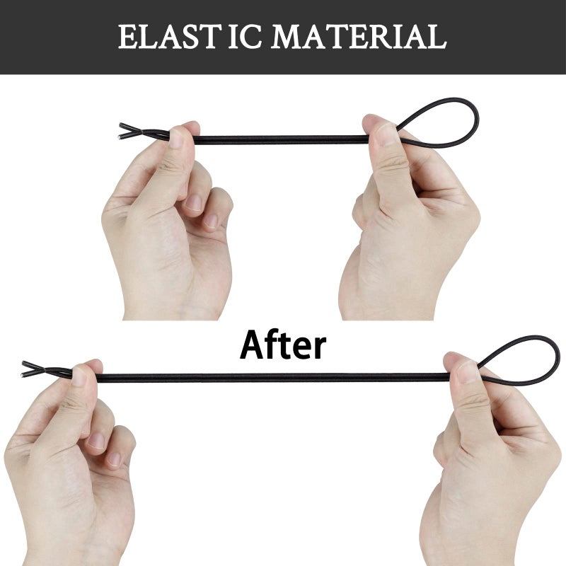 Endoto 2 Pairs Shoelaces for Hey Dude Elastic Strings Replacement Laces Shoes(Color:Black,Size:18Inch) - Image 2