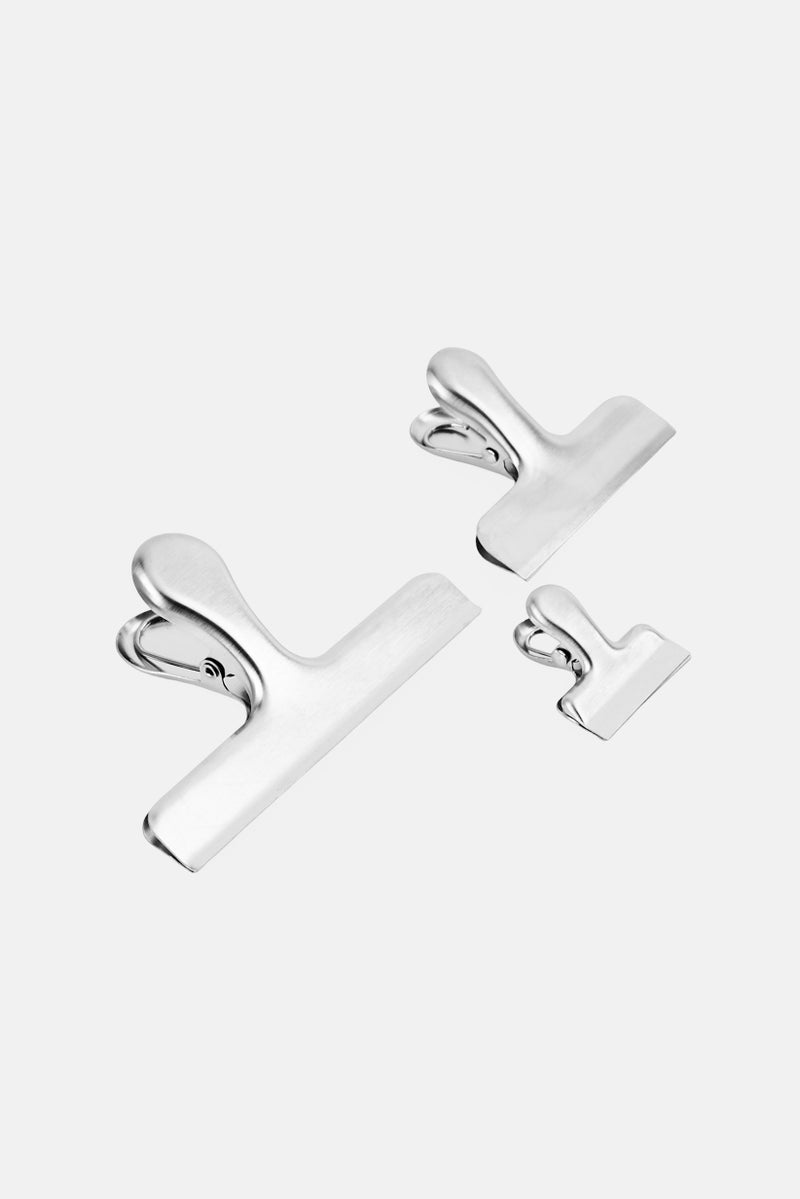 bebe 3 Pieces Stainless Steel  Bag Clips, Silver  - Image 1