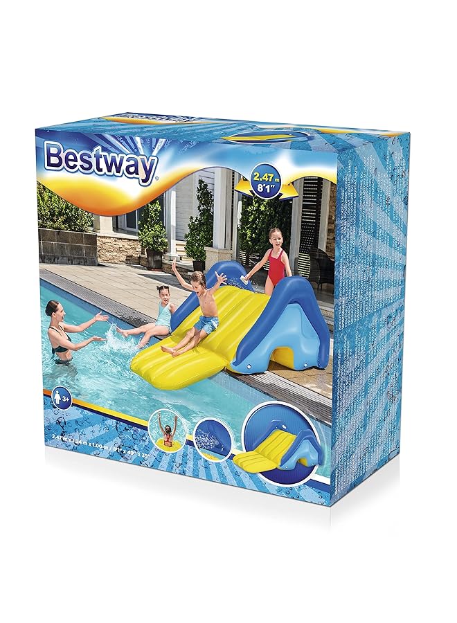 Bestway Inflatable Pool Water Slide | Pool Side Water Slide Built In Sprinkler Ages 3+ 2.47 M X 1.24 M X 1.00 M - Image 3