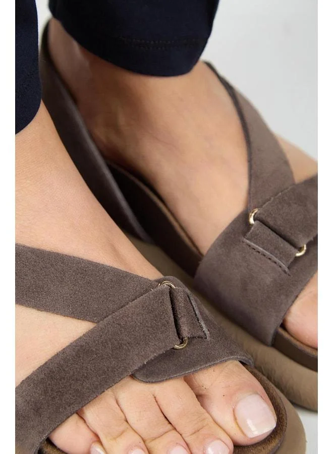 Manijero  Azelya Women's Genuine Leather Buckle and Strap Light Coffee Sandals. for Women | Best Price UAE