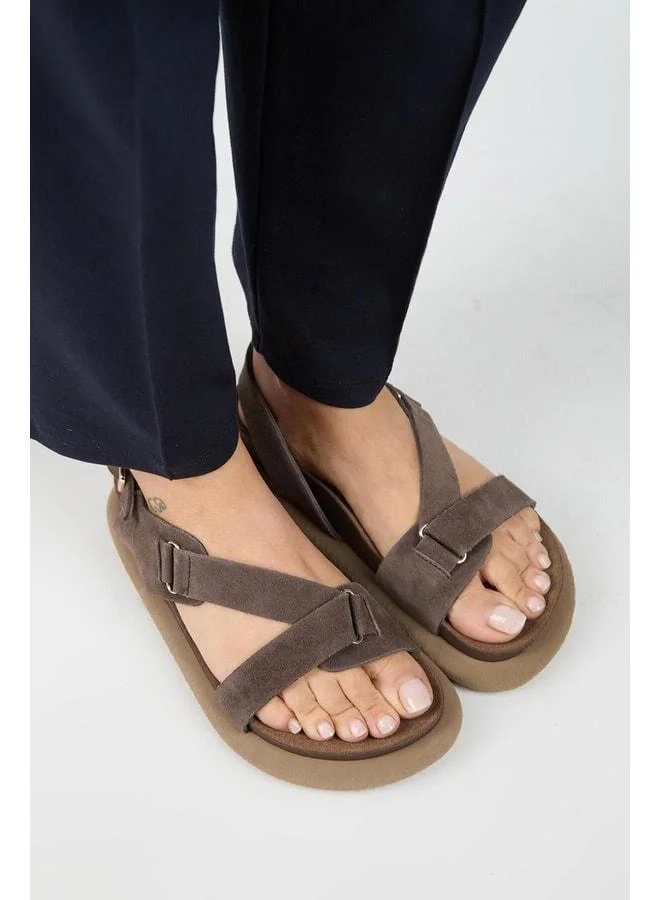 Manijero  Azelya Women's Genuine Leather Buckle and Strap Light Coffee Sandals. for Women | Best Price UAE