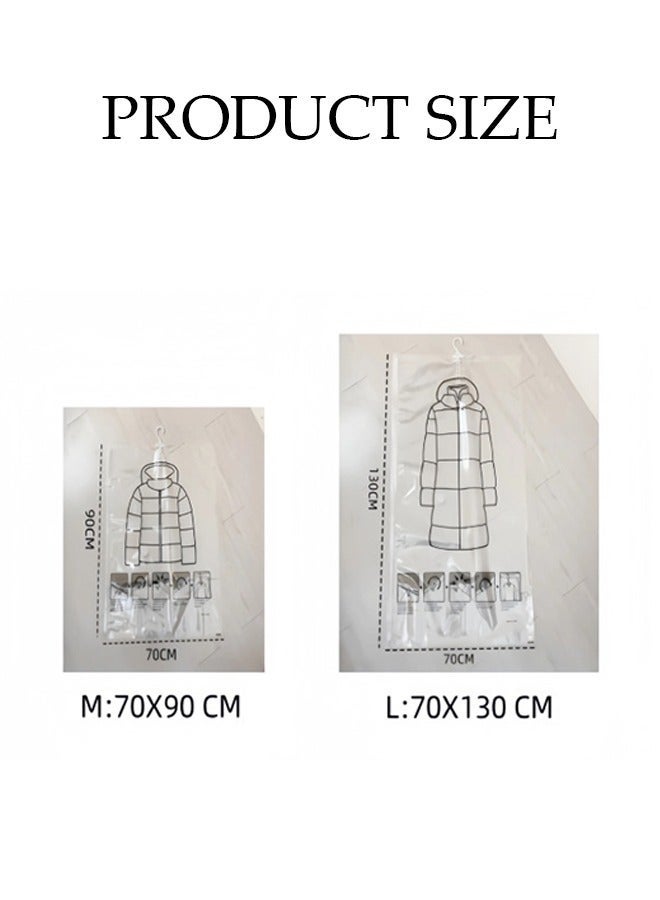DUNISO 6 pieces hanging vacuum bag storage bag, reusable, space saving, compression bag with hanger, 3 pieces 70 x 130 cm, 3 pieces 70 x 90 cm - Image 2