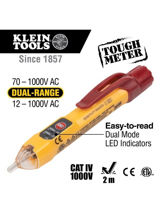 Klein Tools جهاز اختبار الجهد بدون تلامس Ncvt2Pkit من Klein Tools مع جهاز اختبار المخرج 12-48 فولت تيار متردد أو 48-1000 فولت تيار متردد نطاق مزدوج للتطبيقات الواسعة  - Image 2