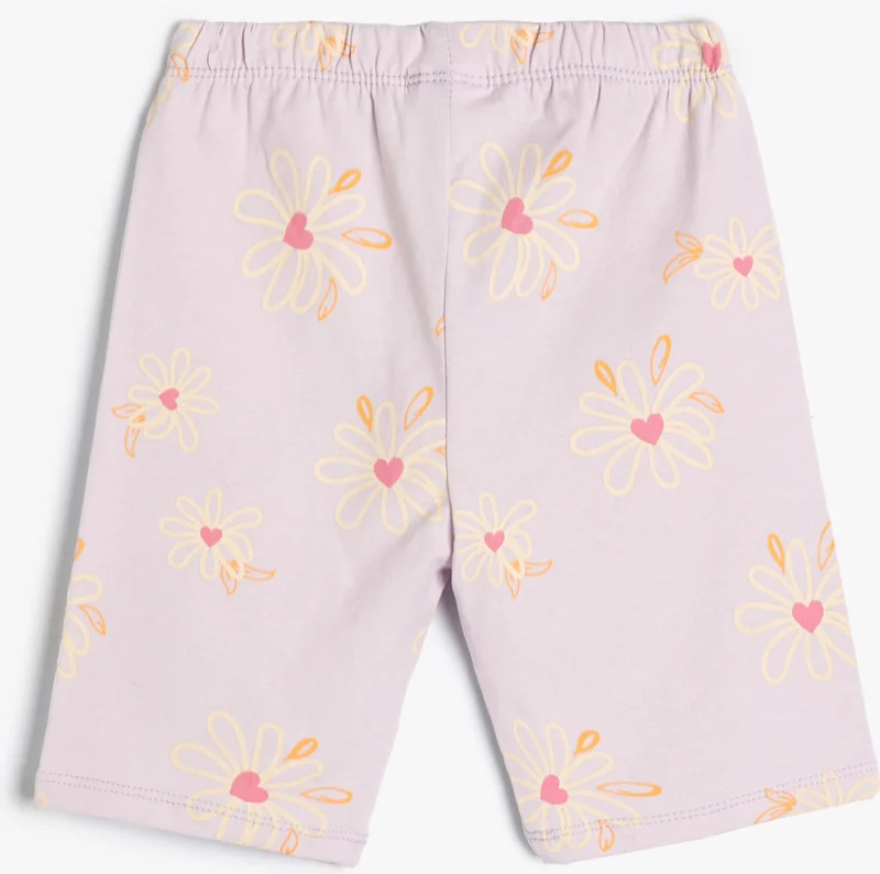 كوتون Koton Basic Short Tights Floral Patterned Elastic Waist