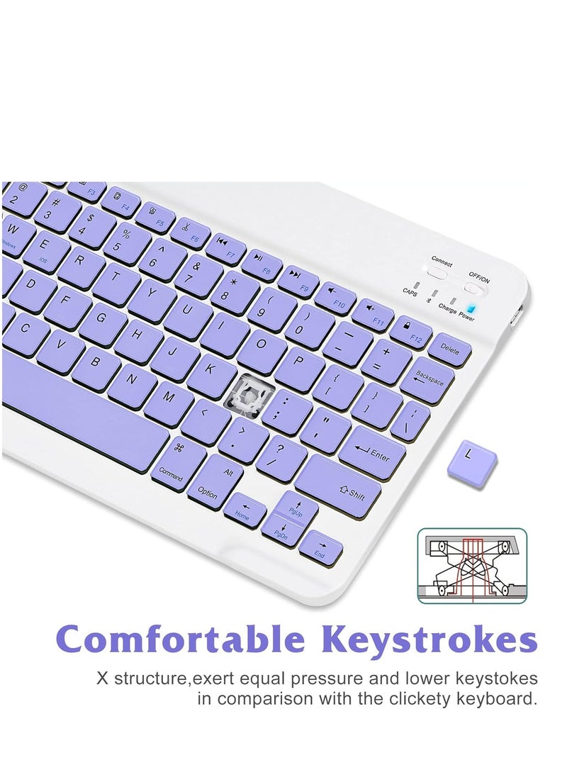GULFLINK - Wireless Bluetooth Rechargeable Keyboard, Multi-Device Universal Bluetooth Keyboard, Portable Keyboard, Suitable for iOS Android, Windows iPad, Tablets MacBook (Dark Purple) - Image 1