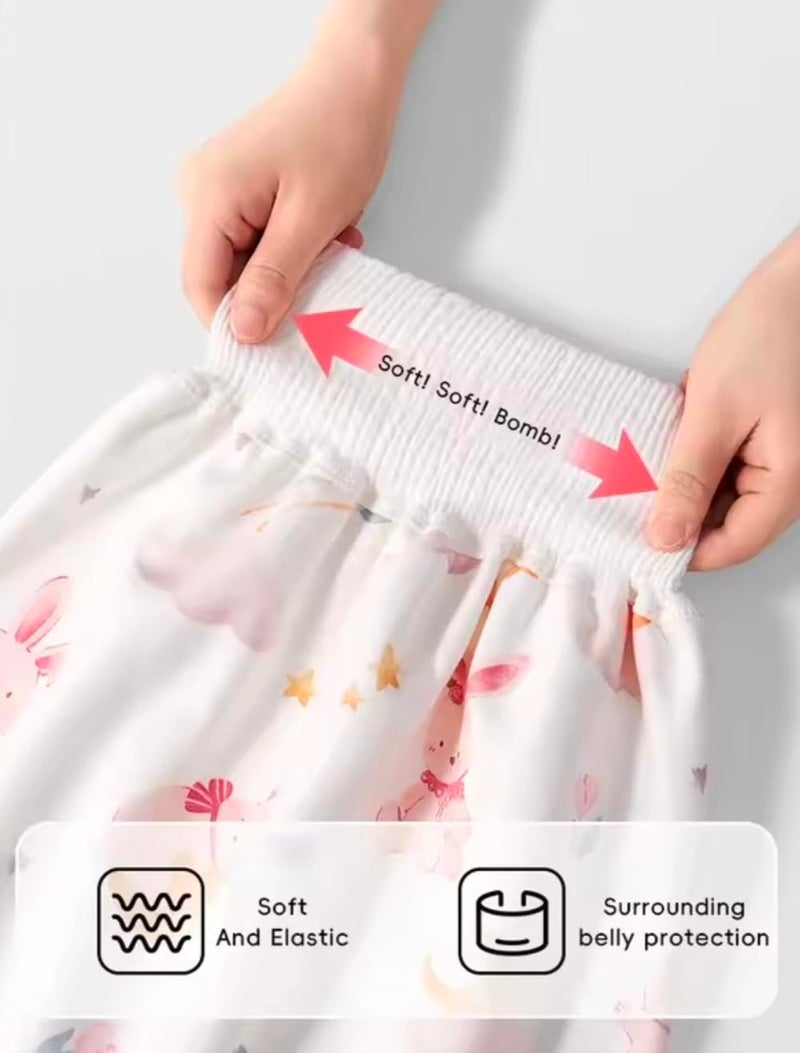 MZ Safari Animals Training Diaper Skirt, Cotton Waterproof Bedwetting Protection, Medium Size for 5-8 Years, Neutral Color Pattern with Lion and Giraffe Design - Image 4