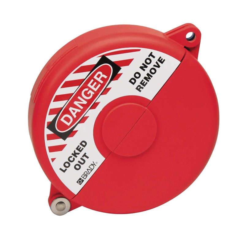 Brady Hinged Gate Valve Lockout, Red, for 5" - 6-1/2" Valve Handle Diameters - Image 1
