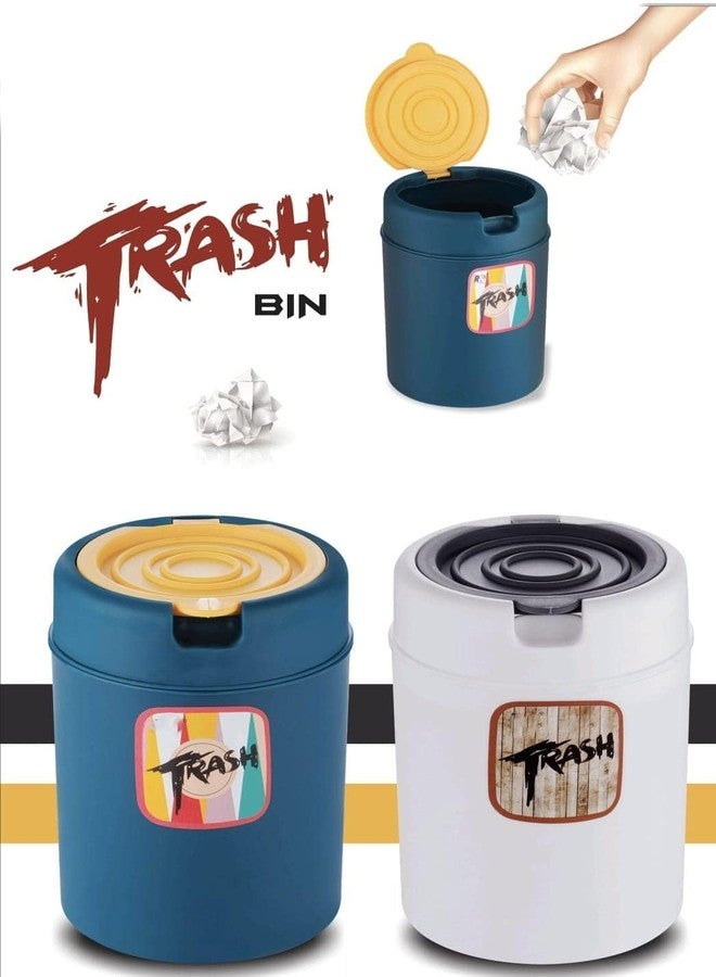 EAGEAN Tiny Plastic Garbage Can, Mini Trash Can with Lid, Random Color - for Bathrooms, Kitchens, Home Offices - 2 Liter - Image 3