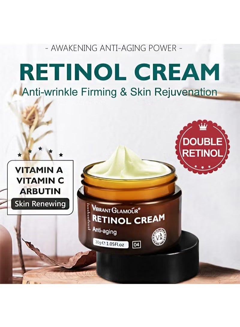 فايبرنت جلامور مجموعة ريتينول لتغذية الوجه، كريم ريتينول المضاد للشيخوخة 30 جرام، خلاصة الريتينول للوجه 30 مل، إصلاح مضاد للشيخوخة (مجموعة مكونة من قطعتين) - Image 3