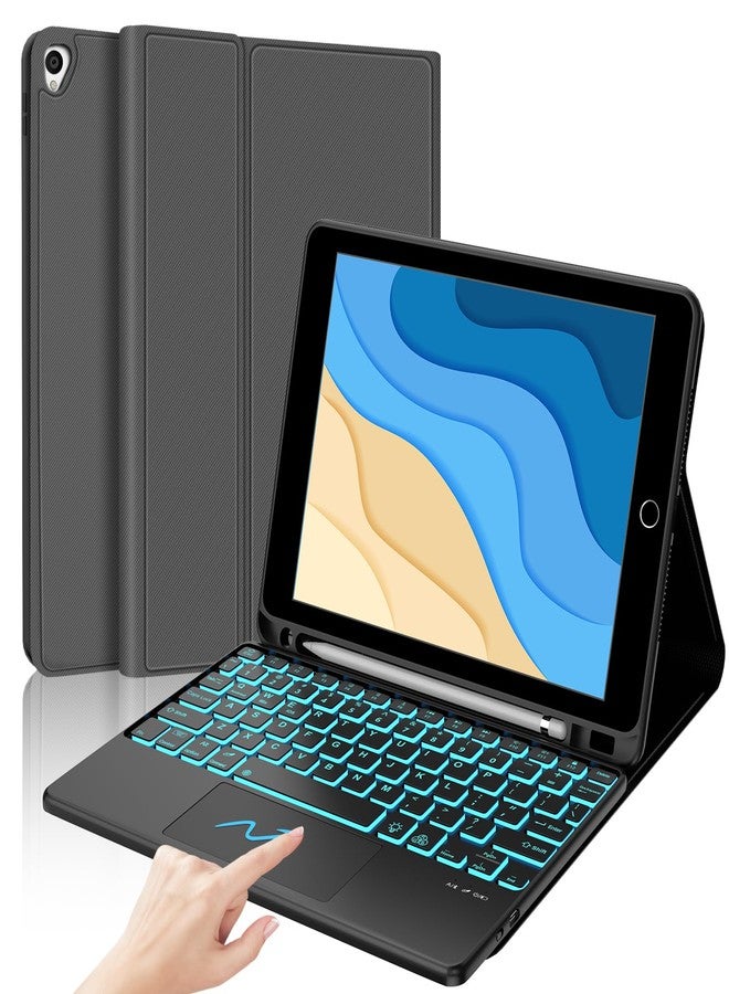 D DINGRICH iPad 9th Generation Case with Keyboard 10.2 inch, Detachable Wireless Keyboard with Smart Touchpad, 7 Color Backlit, Slim Folio Cover with Pencil Holder for iPad 8th/7th Gen/iPad Air 3rd Gen - Grey - Image 1