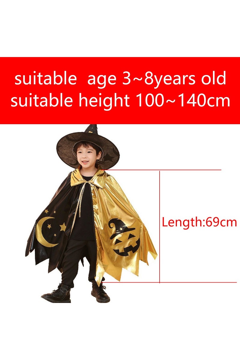 Al Aoyama toddler Kids Cloak with hat for Halloween, Wizard Cape with Star Moon Pattern, Cosplay Costume Accessory for toddler boys - Image 2