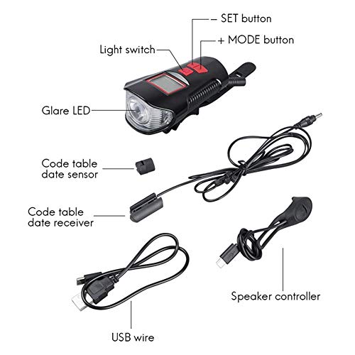 SHIVEXIM 3 in1 Rechargeable ABS LED Bicycle Front/Head Light with USB with Speedometer, Odometer and is Waterproof, Suitable for All Mountain and Road Bicycle and Bikes (Black) - Image 3
