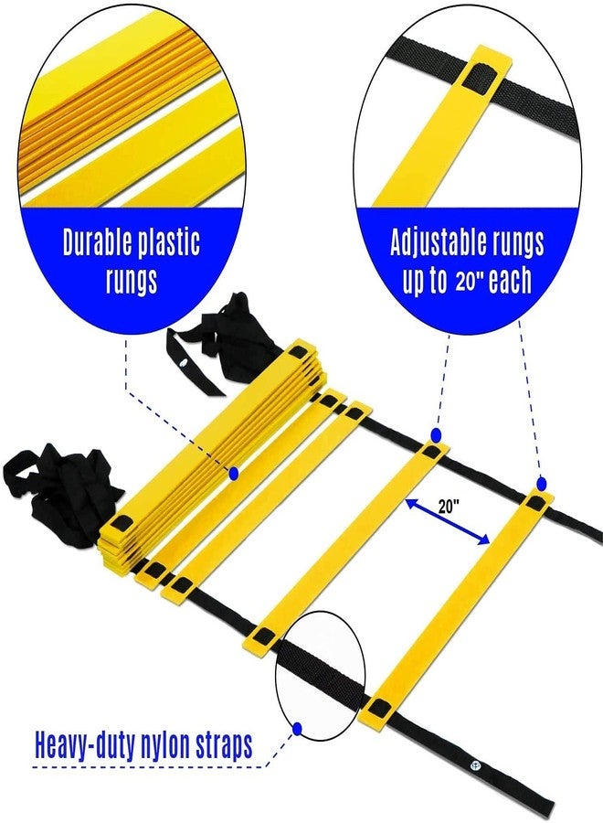 Serveuttam Agility Ladder 8 Meter Speed Training Ladder with 16 Adjustable Rungs, for Soccer, Football, Sports Training - Includes Heavy Duty Carry Bag Speed Ladder (Multicolor) (Yellow, 4m 10Runs) - Image 2