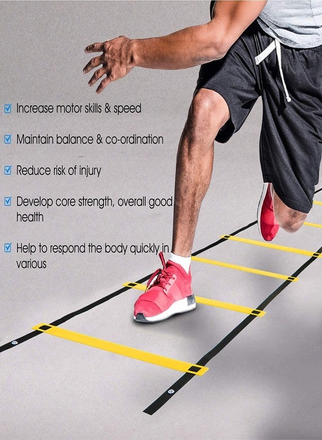 Serveuttam Agility Ladder 8 Meter Speed Training Ladder with 16 Adjustable Rungs, for Soccer, Football, Sports Training - Includes Heavy Duty Carry Bag Speed Ladder (Multicolor) (Yellow, 4m 10Runs) - Image 3