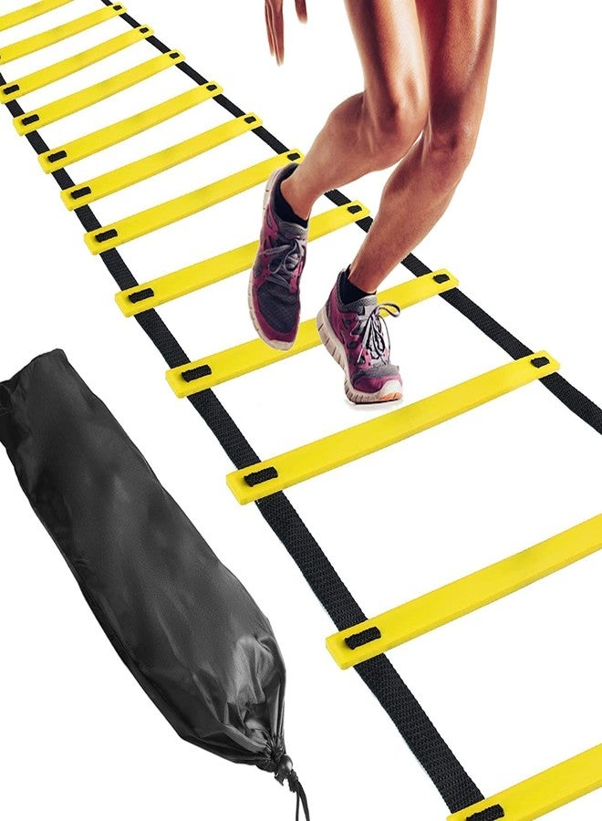 Serveuttam Agility Ladder 8 Meter Speed Training Ladder with 16 Adjustable Rungs, for Soccer, Football, Sports Training - Includes Heavy Duty Carry Bag Speed Ladder (Multicolor) (Yellow, 4m 10Runs) - Image 1