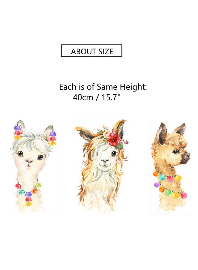Zaiphany 15.7" H Large Llama Wall Decals Peel and Stick for Girls Bedroom Baby Nursery Kids Classroom Decor,Fashion Llama Wall Stickers Mural, Llama Decor Nursery for Baby Girl,Llama Prints Wall Art - Image 2