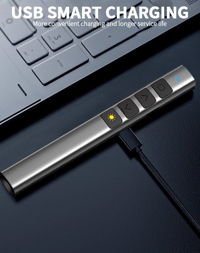 Presentation Clicker, Rechargeable Powerpoint Clicker Wireless Presenter Remote with Laser Pointer, 2.4GHz Hyperlink Volume Presentation Clicker for Powerpoint Computer Laptop Mac - Image 4