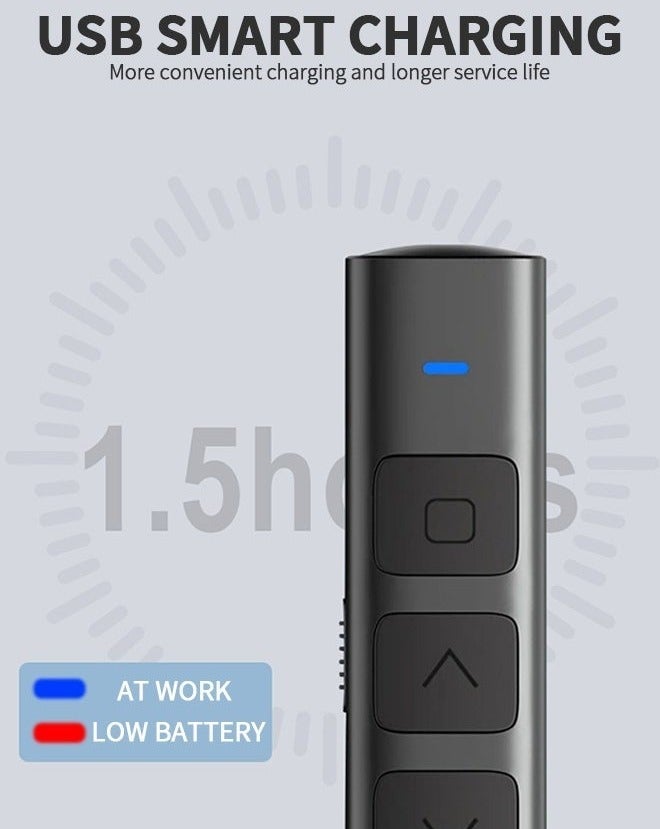 Presentation Clicker, Rechargeable Powerpoint Clicker Wireless Presenter Remote with Laser Pointer, 2.4GHz Hyperlink Volume Presentation Clicker for Powerpoint Computer Laptop Mac - Image 5