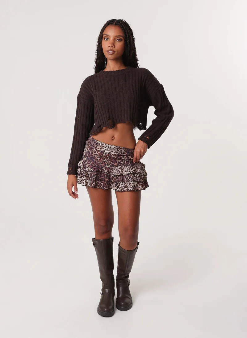 Pink Vanilla  Distressed Crop Knit Jumper for Women | Best Price UAE